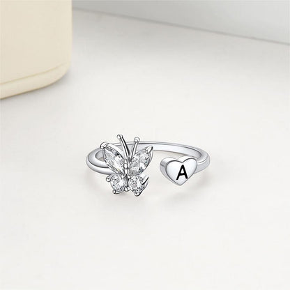 Custom4U Personalized Butterfly Ring for Women