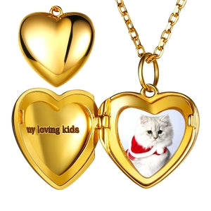 Custom4U Personalized Heart Locket Necklace-Gold Plated