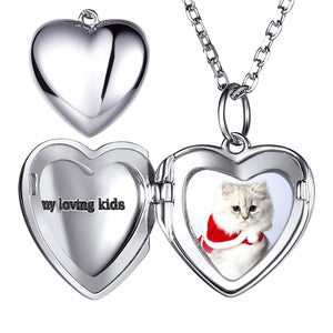 Custom4U Personalized Heart Locket Necklace-Silver